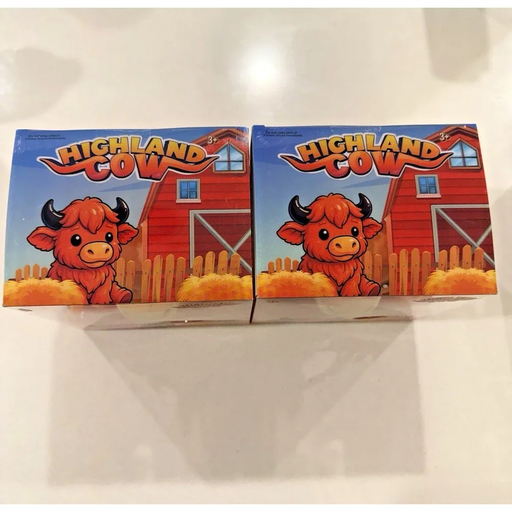 Lot of 2 PPNC Highland Cow Squishy Sensory Stress Relief Toy NEW Viral